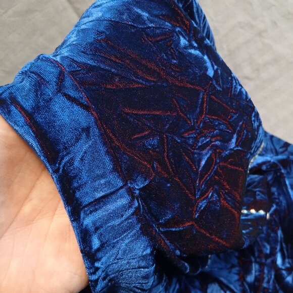 Blue Crushed Velvet Dance Costume with Swarovski Crystal AB 20ss Rhinestones - Picture 8 of 9